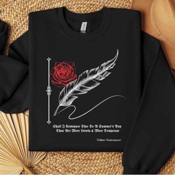 Shakespeare Gothic Book Lover Poet Shall I Compare Thee Summers Day Goblincore Light Academia Her Valentines T-Shirts, Hoodie, Sweatshirt