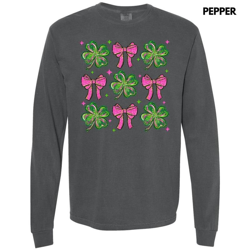 Shamrock Faux Glitter Collage Long Sleeve Comfort Colors T-Shirt 'NLB' Hoodie, Sweatshirt | HypeDripTees.com