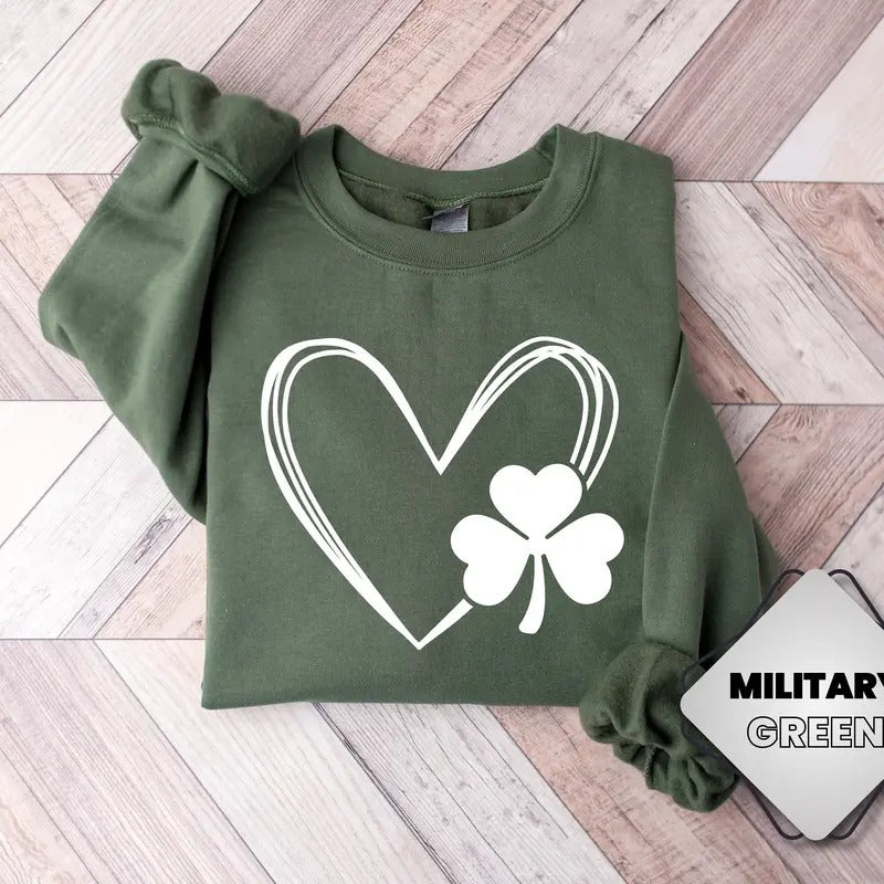 Shamrock Heart Sweatshirt, Shamrock Sweatshirt, St. Patrick's Day Sweater, St. Patrick's Day Sweatshirt, Shenanigans...
