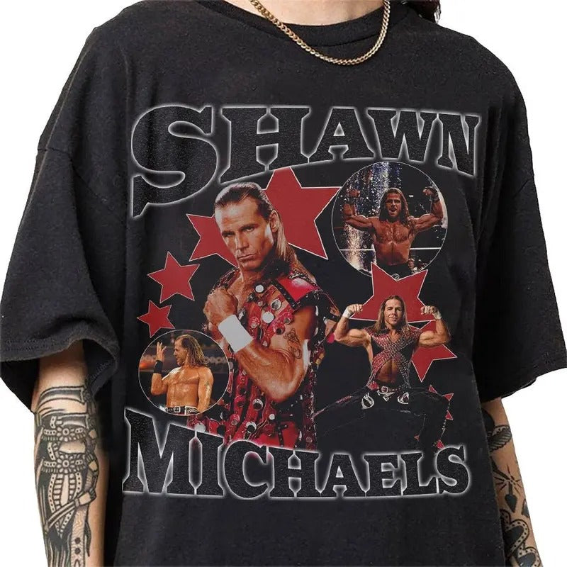 Shawn Michaels 90s Vintage Bootleg Style T-Shirt, Classic Retro Graphic Unisex Tee Gift For Men and Women Hoodie, Sweatshirt