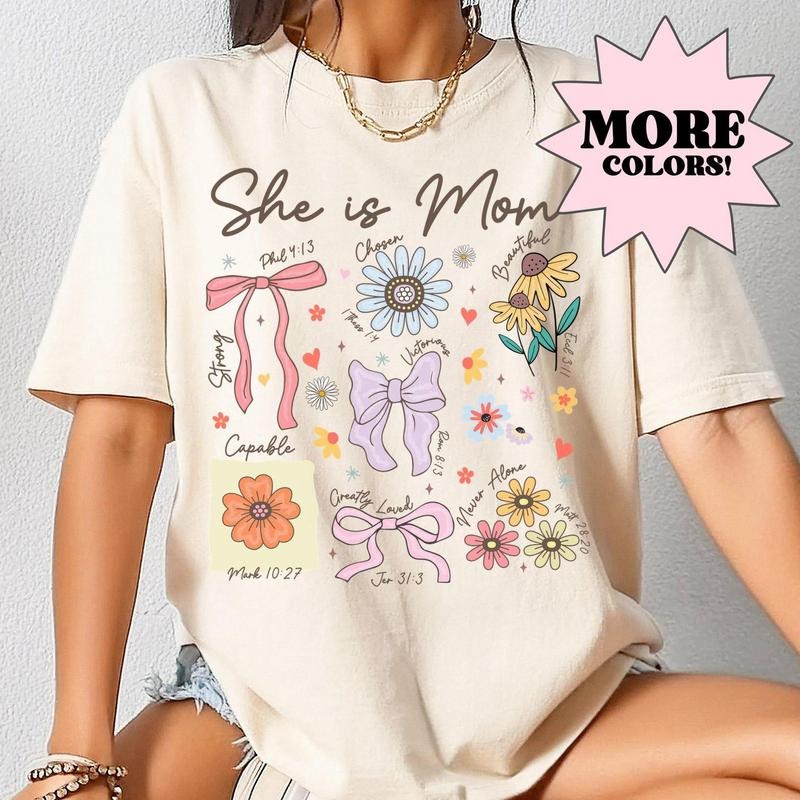 She Is Mom Christian Floral Mom Shirt, Mama Shirt, Mom Birthday Gift, Comfort Colors, Mothers Day Shirt,Gift For...