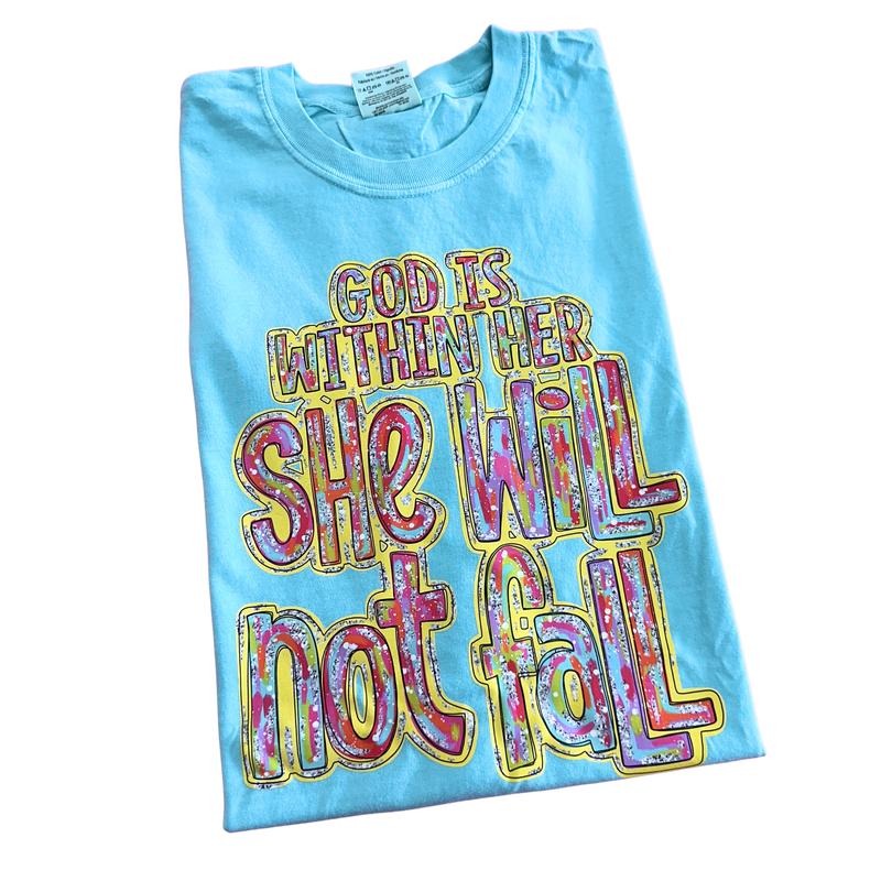 She Will Not Fall Comfort Colors T-Shirt Hoodie, Sweatshirt | HypeDripTees.com