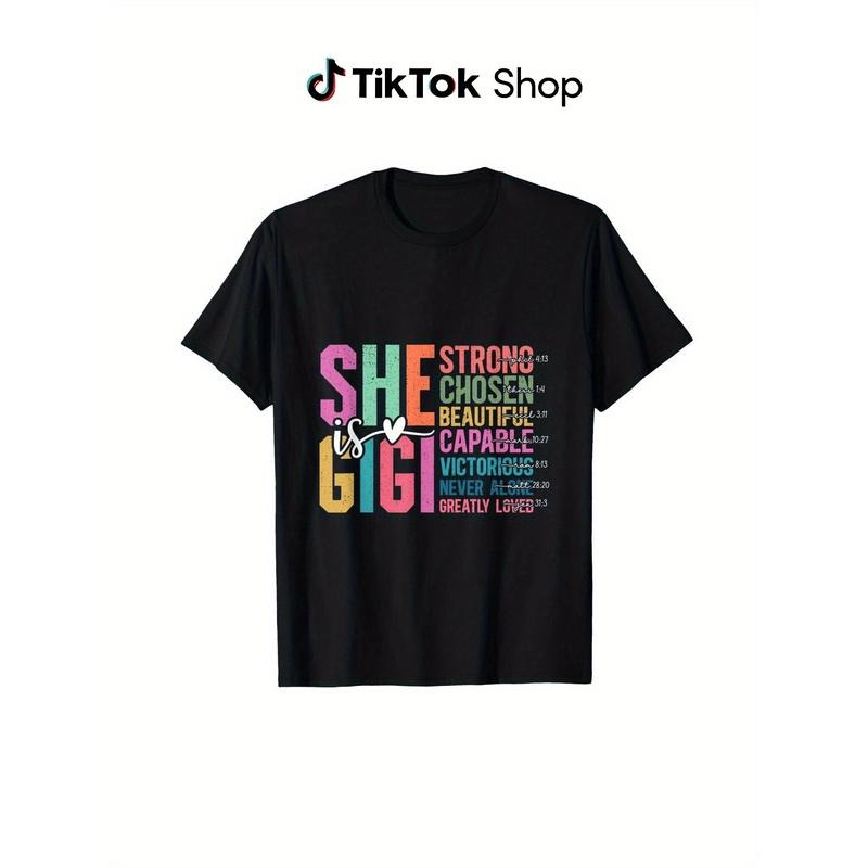 She is Gigi Christian Mother'S Day Gift for Grandma Women'S Casual 220g Cotton Printed Black T-Shirt style 02 Hoodie,...