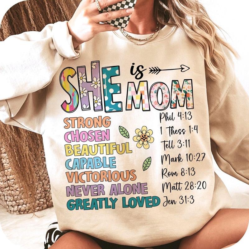 She is Mom Shirt, Flower Mom , Blessed Mom ,Mother's Day Tee,  Retro Mama Quotes Hoodie, Sweatshirt | HypeDripTees.com