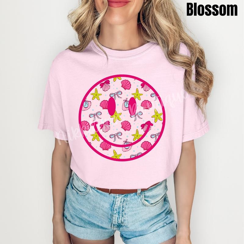 Shells & Bows Happy Face Comfort Colors T-Shirt 'NLB' Hoodie, Sweatshirt | HypeDripTees.com