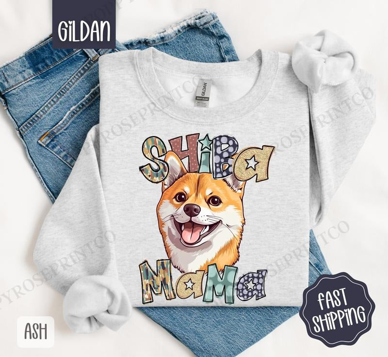 Shiba Mama Sweatshirt, Dog Mama Women's Crewneck, Cute Dog Mom Women's Sweatshirt T-Shirts, Hoodie | HypeDripTees.com