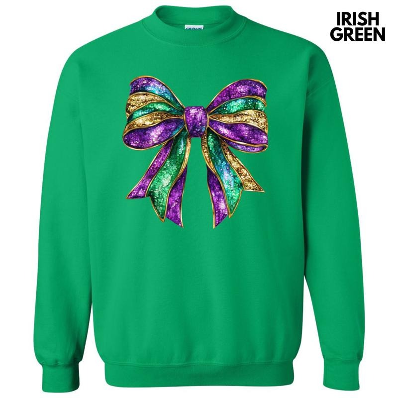 Shimmer Mardi Gras Bow Sweatshirt T-Shirts, Hoodie | HypeDripTees.com