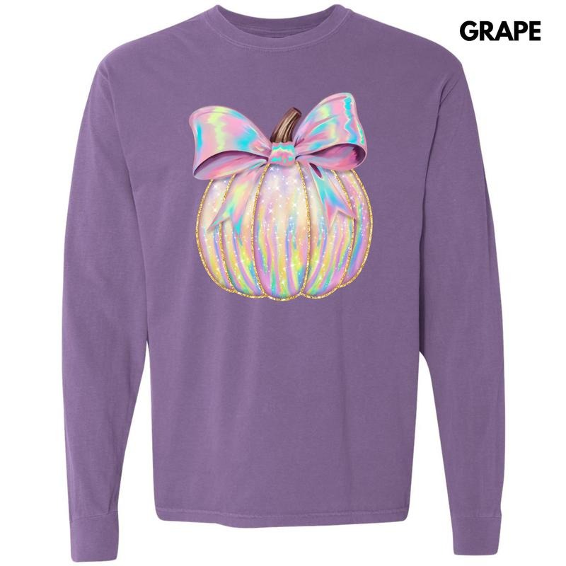 Shimmer Rainbow Pumpkin Long Sleeve Comfort Colors T-Shirt 'NLB' Hoodie, Sweatshirt | HypeDripTees.com