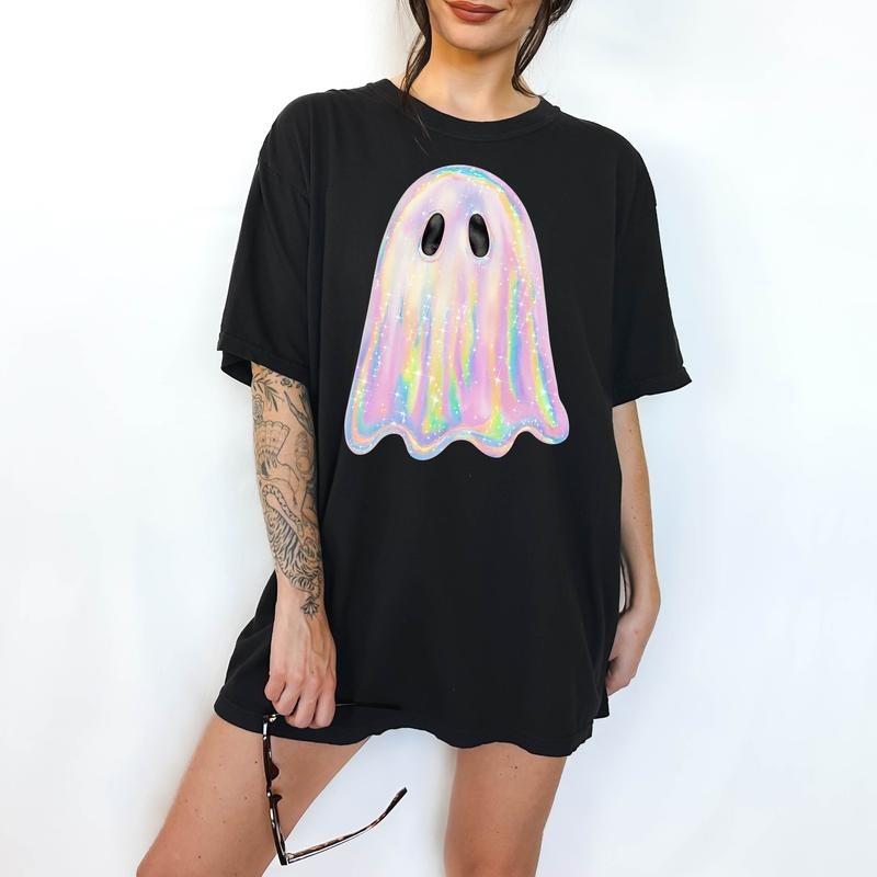 Shimmering Ghost - T-Shirt, Unisex T-Shirt, Funny Tee, Comfortable Shirt,  Hallowen Theme Hoodie, Sweatshirt