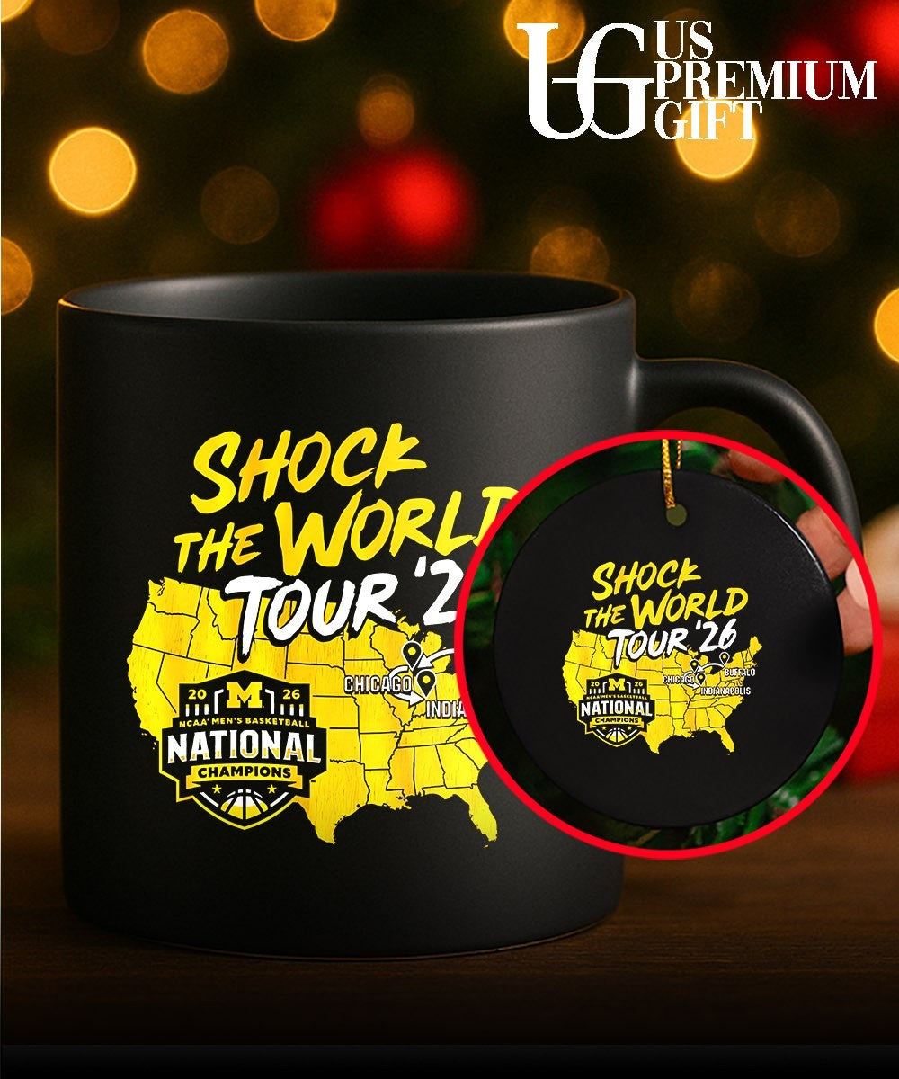 Shock the World Tour Michigan Wolverines 2026 National Champions State Map shirt
