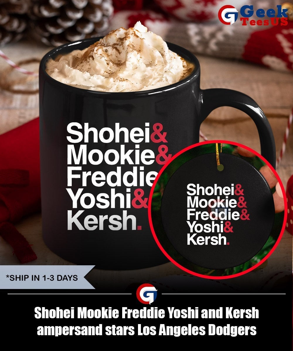 Shohei Mookie Freddie Yoshi and Kersh ampersand stars Los Angeles Dodgers baseball shirt