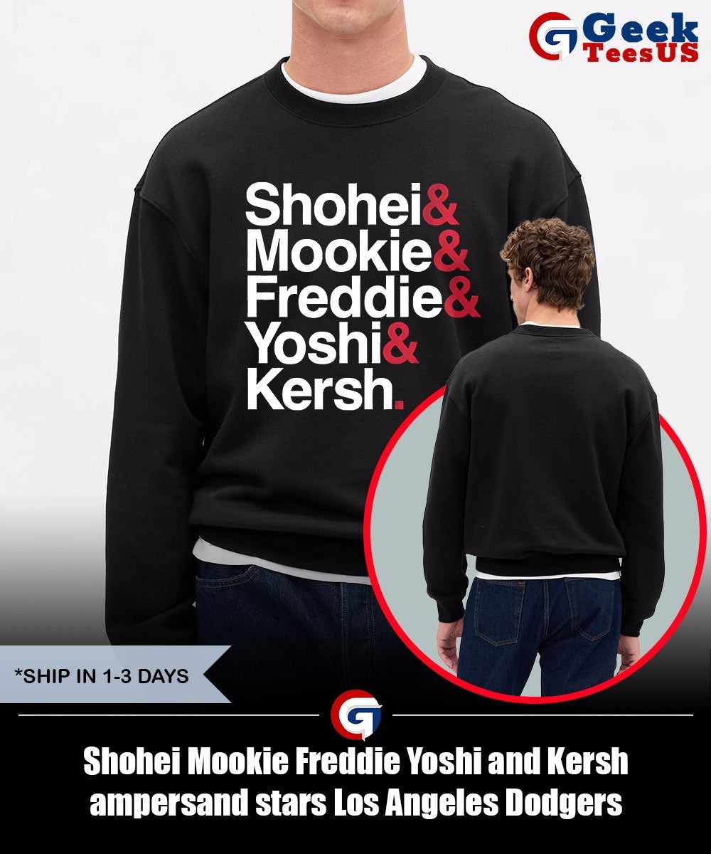 Shohei Mookie Freddie Yoshi and Kersh ampersand stars Los Angeles Dodgers baseball shirt