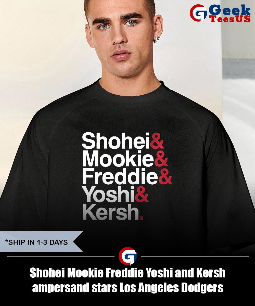 Shohei Mookie Freddie Yoshi and Kersh ampersand stars Los Angeles Dodgers baseball shirt