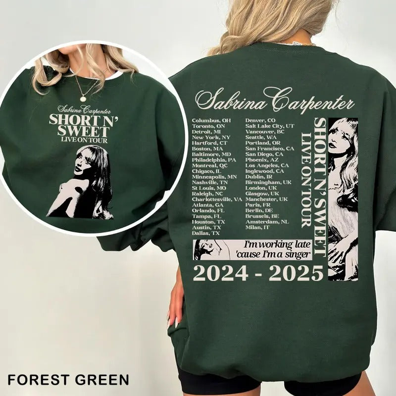 Short And Sweet Hoodie, Hoodie, Music Shirt, Singer Sweatshirt, Singer Tour Shirt | HypeDripTees.com