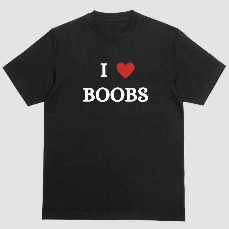 Short sleeve shirt, I LOVE BOOBS, shirt trend 2025 Hoodie, Sweatshirt | HypeDripTees.com