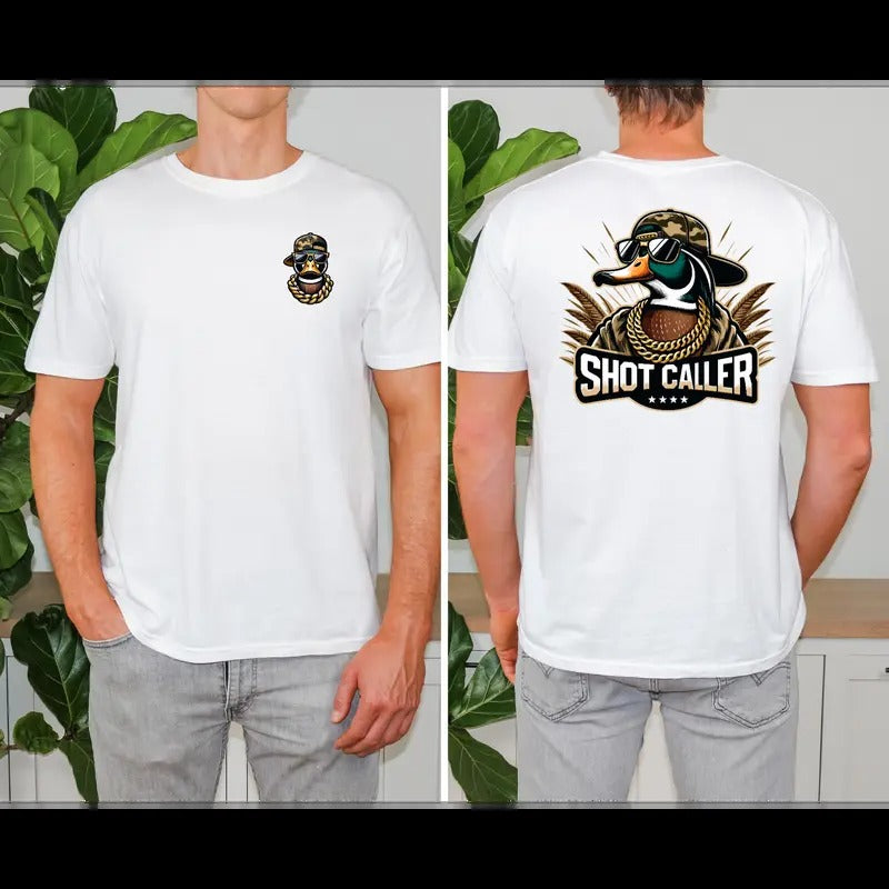 Shot Caller Duck Mens T-Shirt - Loose-Fitting Casual Tee with Gangster Duck Print Hoodie, Sweatshirt | HypeDripTees.com