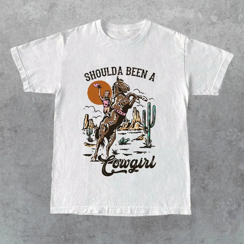 Should A Been A Cowgirl T-Shirt, Retro Cowgirl T-Shirt, Western Graphic Tee, Cowgirl Tshirt, Gift for Her, Gift for Him,...