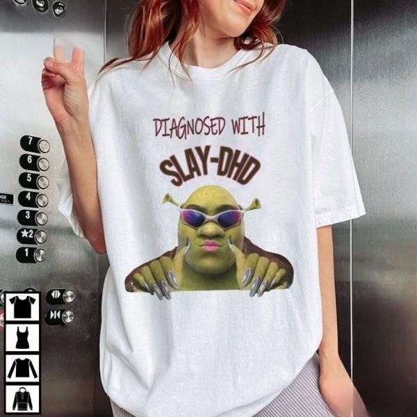 Shrek Diagnosed With Slay-DHD Funny ADHD Awareness T-Shirt Bootleg Style T-Shirt, Classic Retro Graphic Unisex Tee Gift...