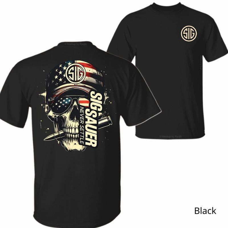 Sig Sauer Shirt  Skull  Bullet Design USA Flag Shirt Sweatshirt Hoodie, All Seasons Outfit | HypeDripTees.com