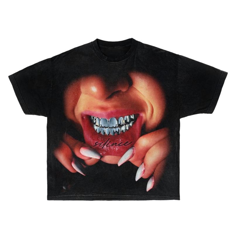 Silence Grillz Graphic Tees Shirt Gothic Harajuku Slip Goth Y2k Clothing Hoodie, Sweatshirt | HypeDripTees.com