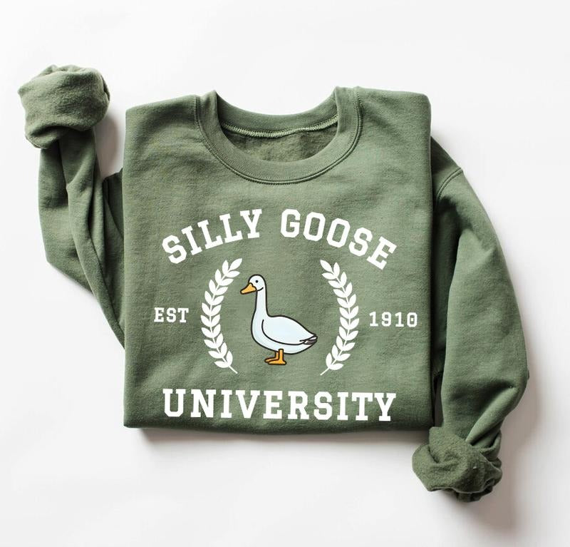 Silly Goose University Sweatshirt, Silly Goose University Shirt Menswear Hoodie Sweaters Tops Pullover Wetsuit