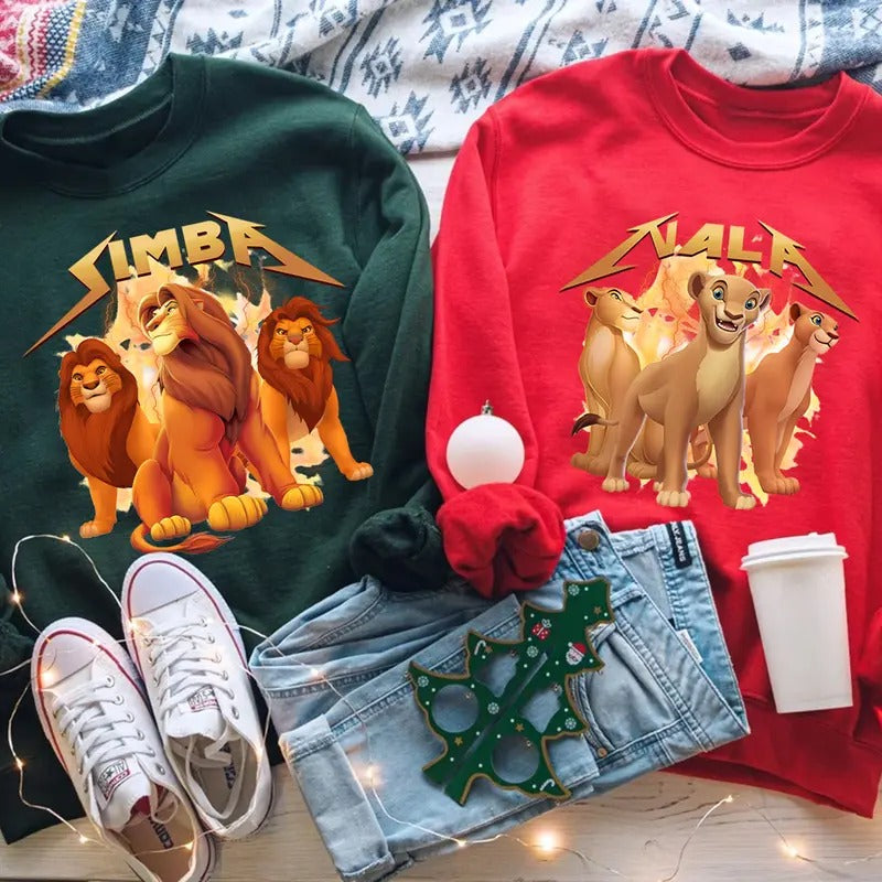 Simba and Nala Couple Couple Sweatshirt, Cute Cartoon T-Shirt, Valentine Movie Hoodie Shirt, Lion king | HypeDripTees.com