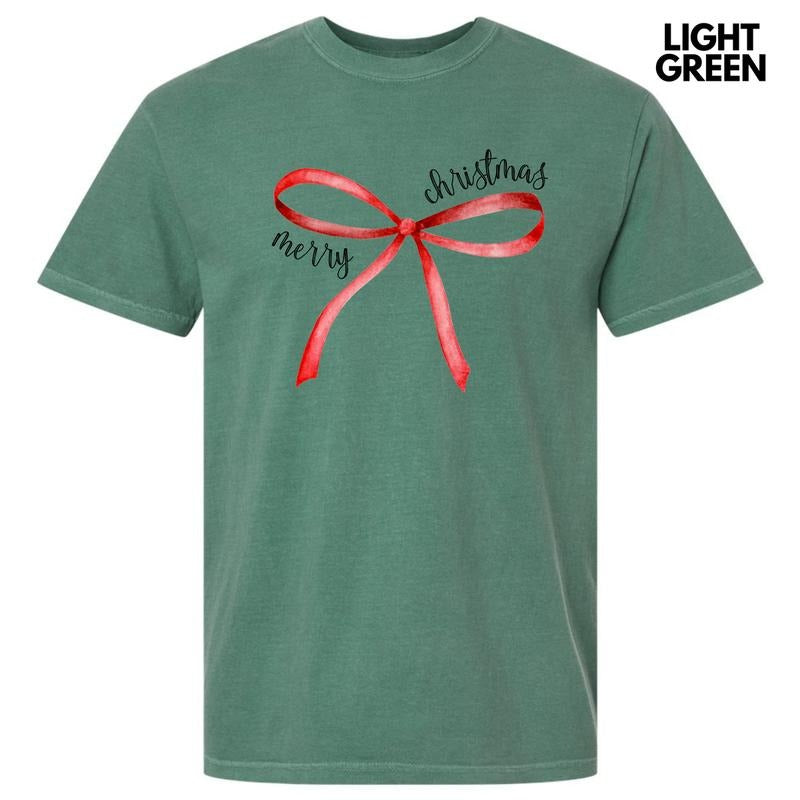 Simple Christmas Bow Comfort Colors T-Shirt 'NLB' Hoodie, Sweatshirt | HypeDripTees.com