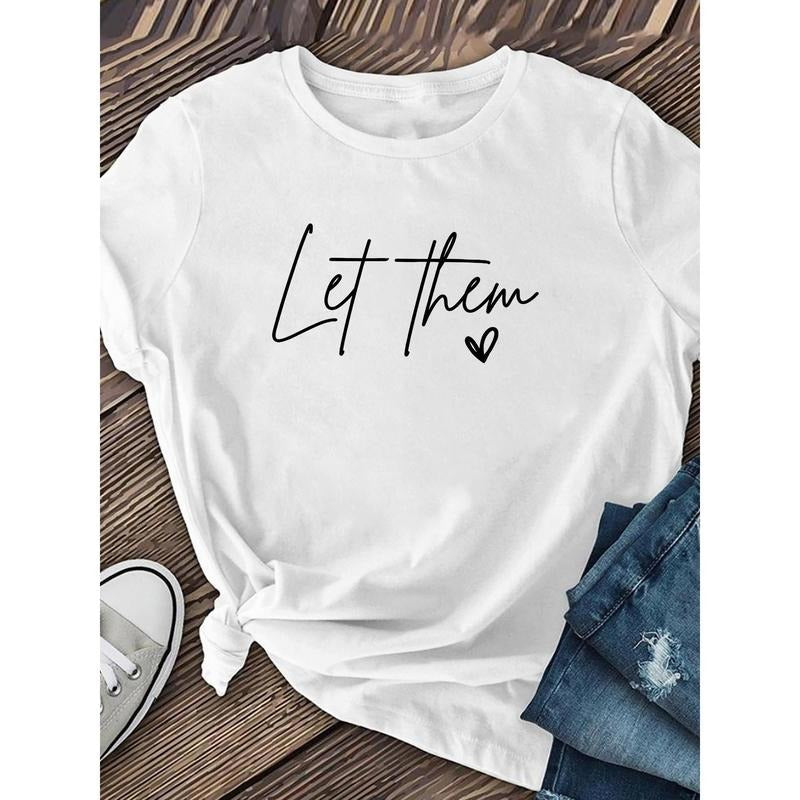 Simple Slogan Heart Pattern Printed Casual T-Shirt, Pattern Printed Round-Neck T-Shirt,Summer Women'S Clothing Hoodie,...