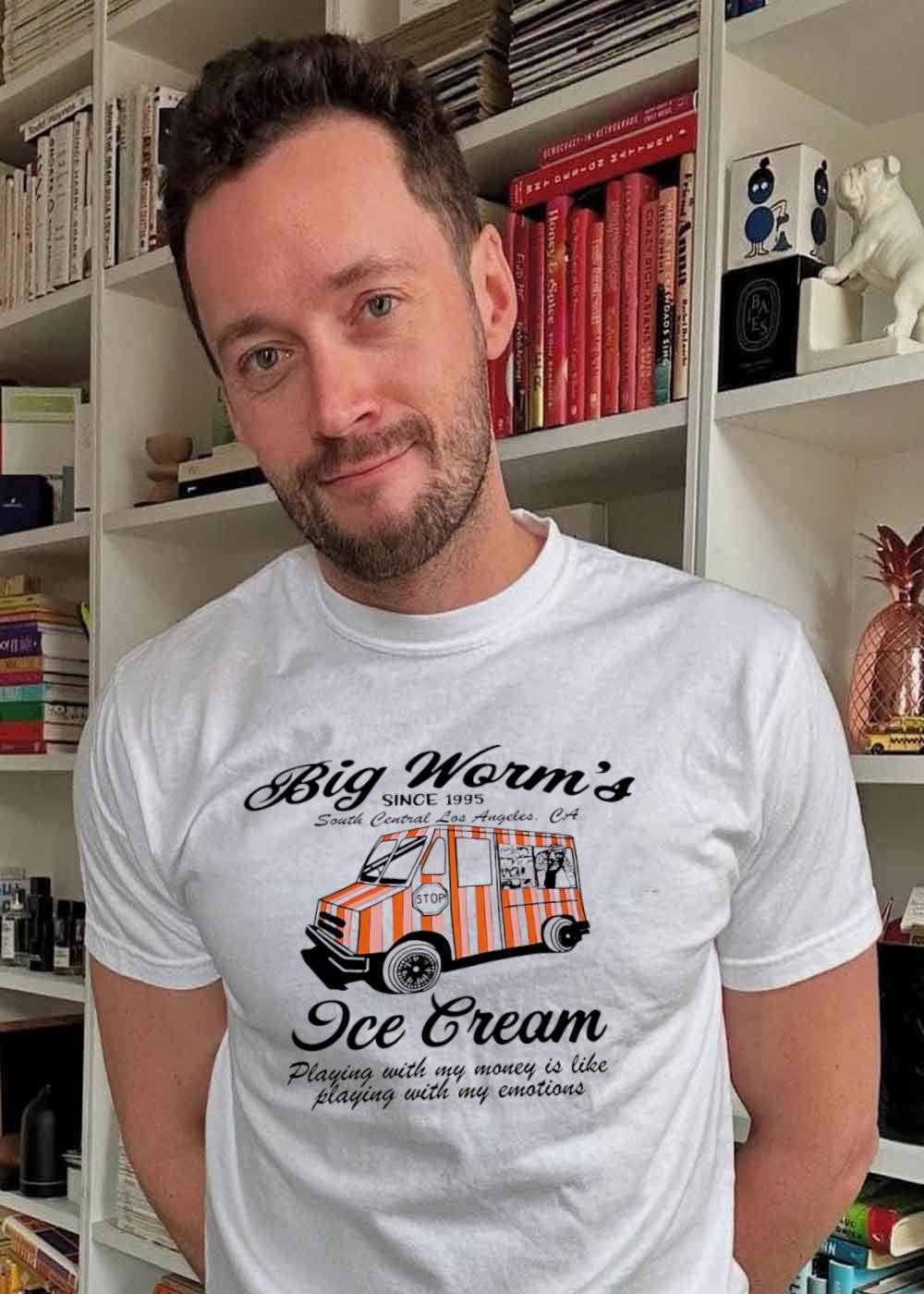 Since 1995 South Central Los Angeles CA Big Worms Ice Cream Playing with My Money is like Emotions T-Shirt