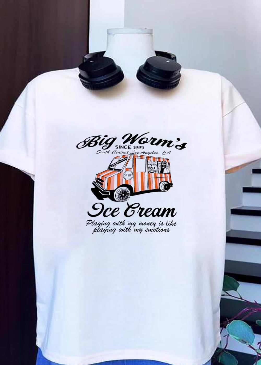 Since 1995 South Central Los Angeles CA Big Worms Ice Cream Playing with My Money is like Emotions T-Shirt