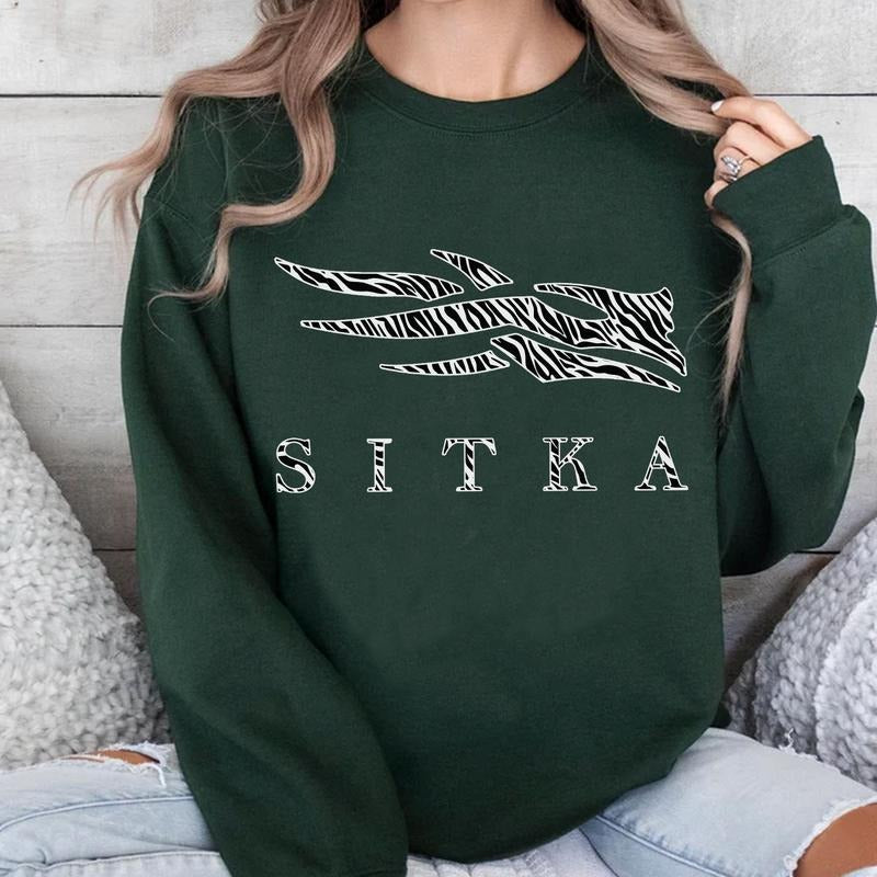 Sitka Zebra Pattern Print Logo Unisex Crewneck Sweater, Sitka Hunting but in Zebra Pattern T-Shirt, Gift for Her Hoodie,...
