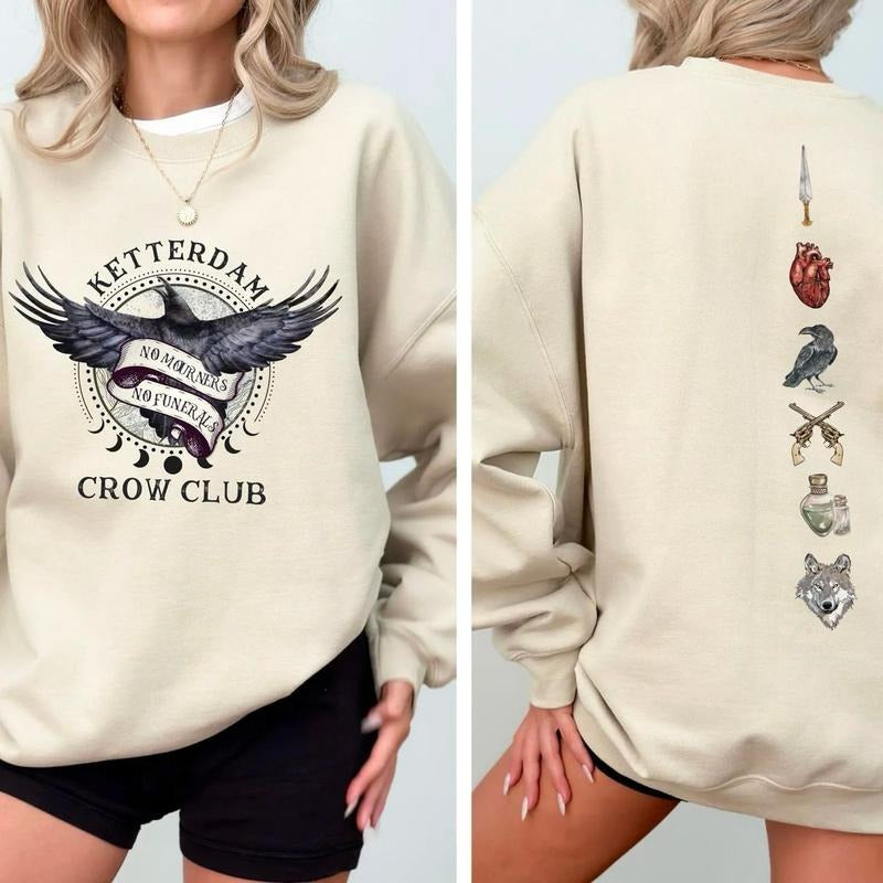 Six of Crows Sweatshirt, No Mourners No Funerals Shirt, Ketterdam Crow Club Sweater, Bookish Sweater, Booktok Merch, Book...