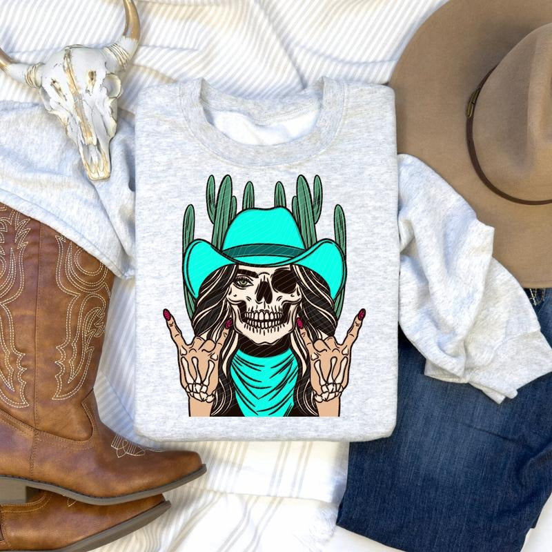 Skeleton Cowgirl DTF Transfers - THIS IS NOT A SHIRT Hoodie, Sweatshirt | HypeDripTees.com