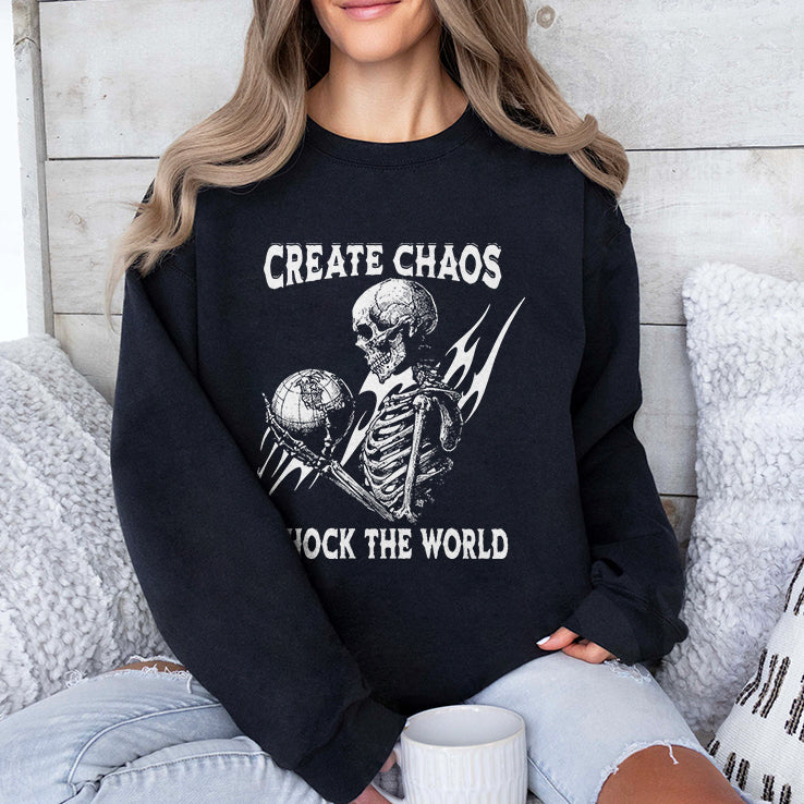 Skeleton Create Chaos Shock The World T Shirt