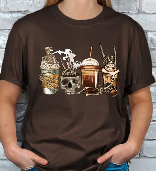 Skeleton Crew Coffee Man's T-shirt with Tropical Print Hoodie, Sweatshirt | HypeDripTees.com