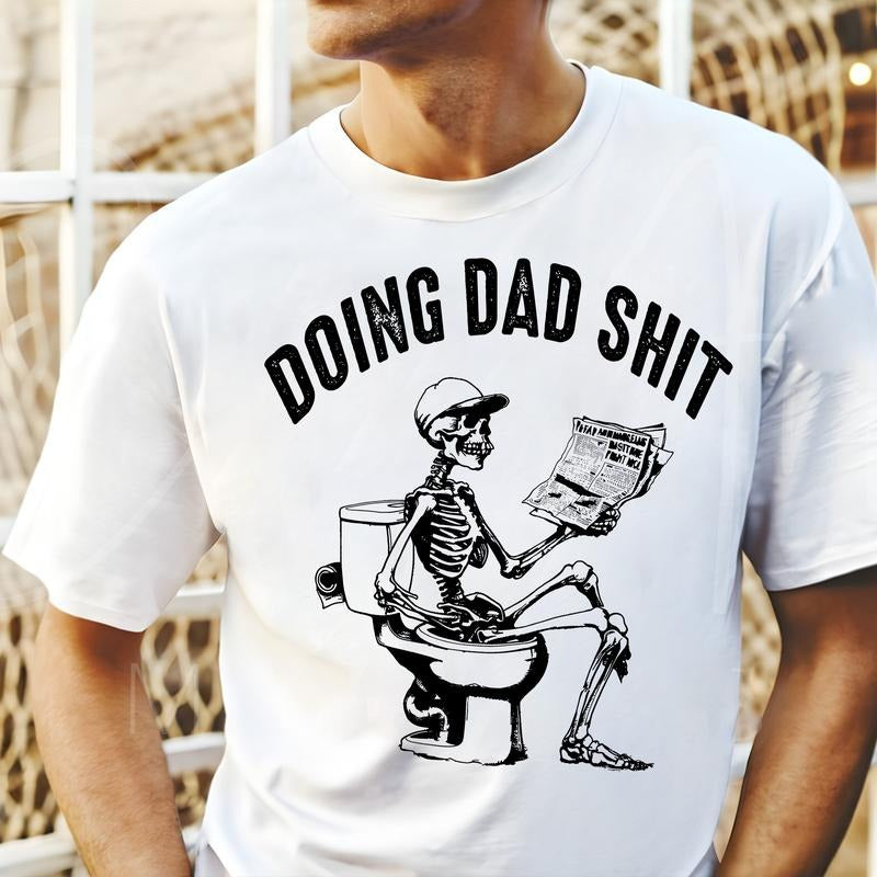 Skeleton Doing Dad Sh!t Reading Newpaper Funny Shirt, Fathers Day Shirt, Gift For Dad Hoodie, Sweatshirt | HypeDripTees.com