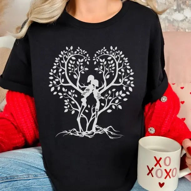 Skeleton Love Tree Valentines Day Casual Comfortable T-shirt Hoodie, Sweatshirt | HypeDripTees.com