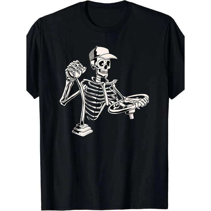 Skeleton Truck Driver - Funny Big Trucking Trucker T-Shirt - Cotton T-shirt Made in USA Hoodie, Sweatshirt | HypeDripTees.com