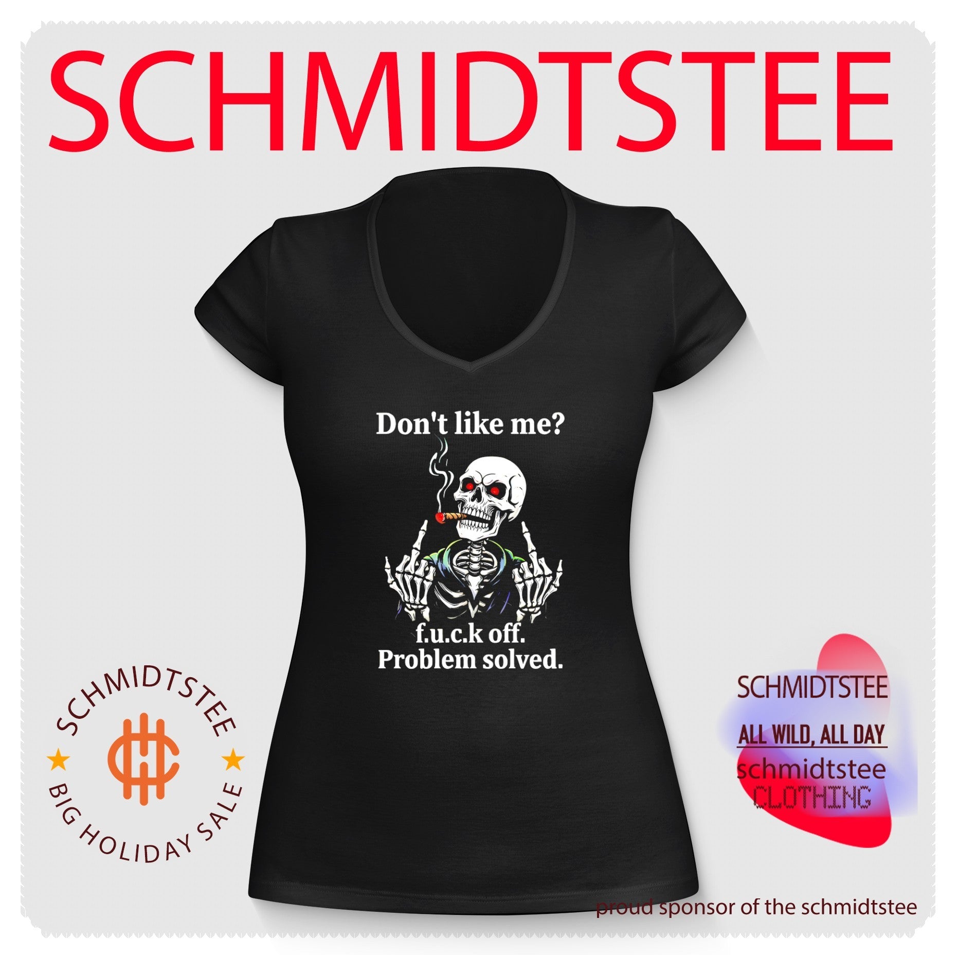 Skeleton don’t like me fuck off problem solved shirt