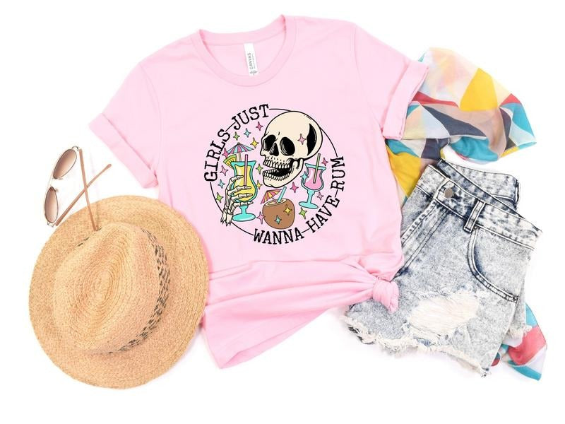 Skellie Girls Just Want to Have Rum T-Shirt Hoodie, Sweatshirt | HypeDripTees.com