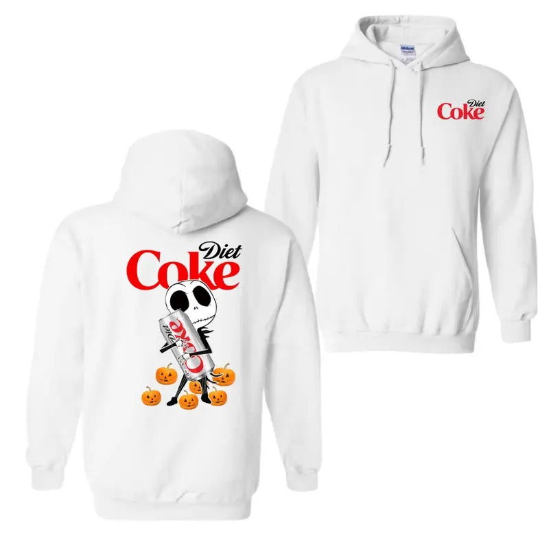 Skellington Diet Coke Halloween 2 Sided Hoodie T-Shirt, Diet Coke Hoodie For Men And Women Sweatshirt | HypeDripTees.com