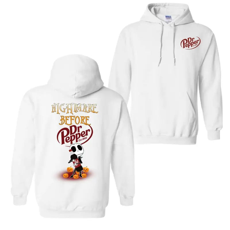 Skellington Hug Dr. Pepper Nightmare Before Halloween 2 Sided Shirt T-Shirts, Hoodie, Sweatshirt