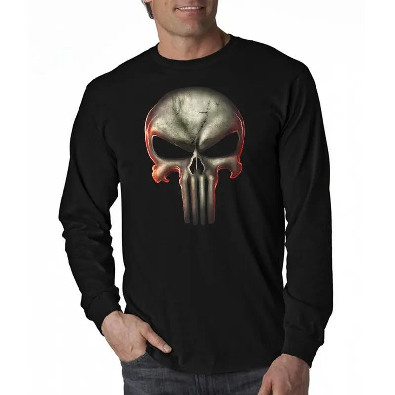 Skull 3D Graphic Long Sleeve T-Shirt Hoodie, Sweatshirt | HypeDripTees.com