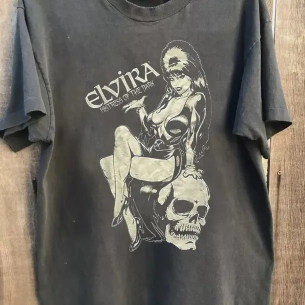 Skull Elvira Mistress Dark 90s Charcoal T-Shirts, Hoodie, Sweatshirt