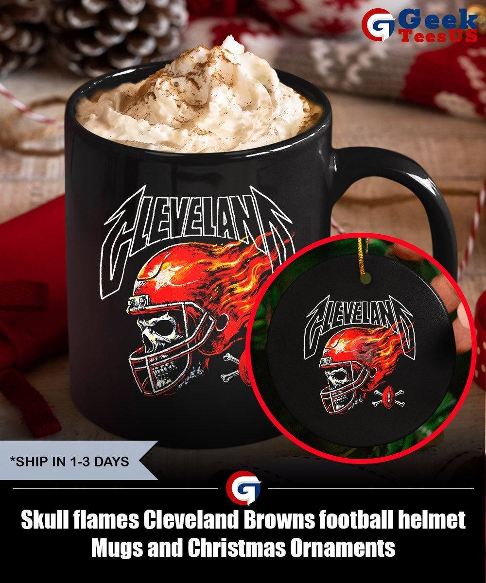 Skull flames Cleveland Browns football helmet shirt