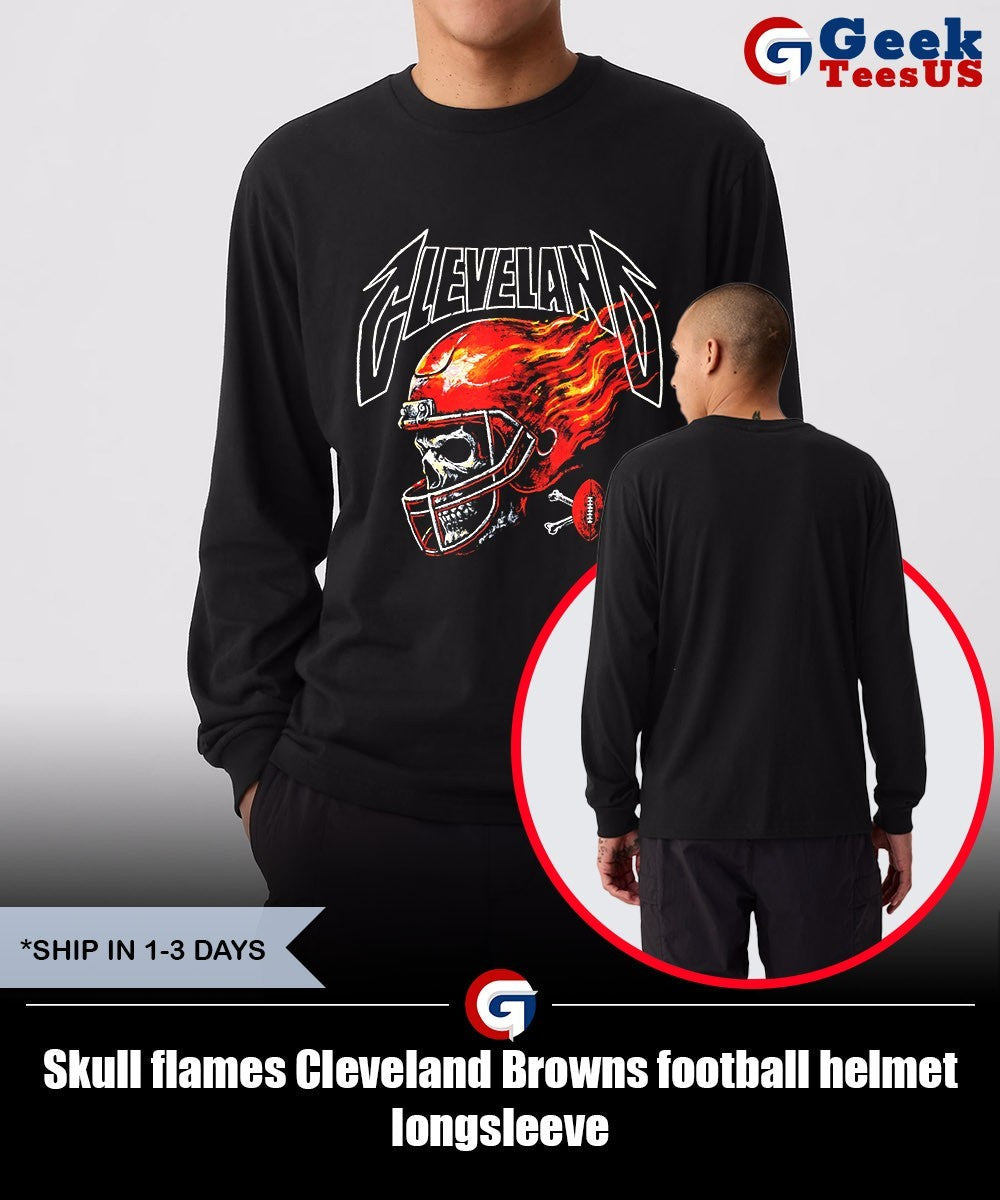 Skull flames Cleveland Browns football helmet shirt