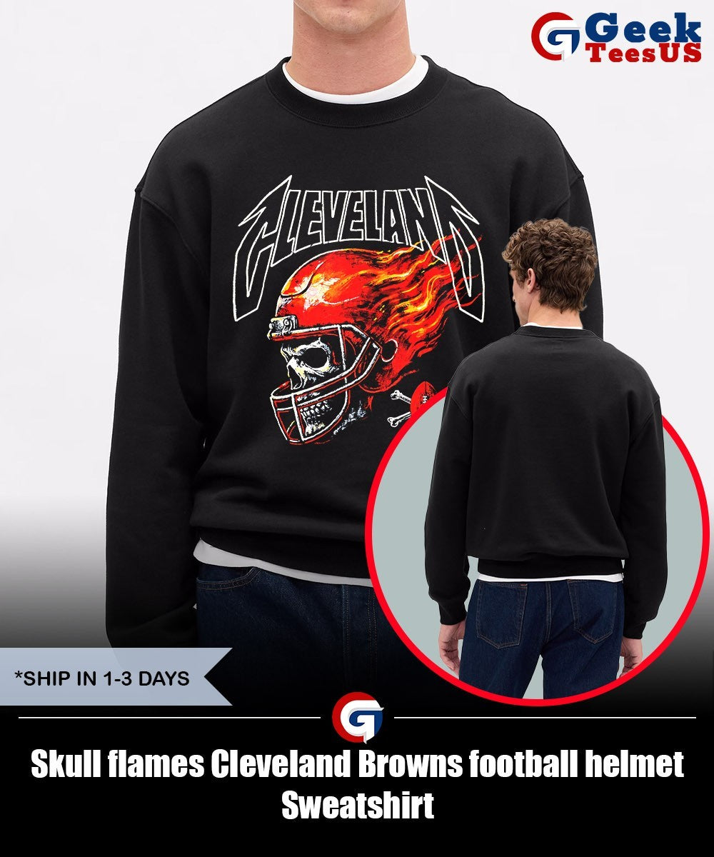 Skull flames Cleveland Browns football helmet shirt
