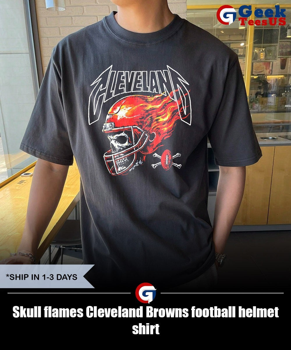 Skull flames Cleveland Browns football helmet shirt