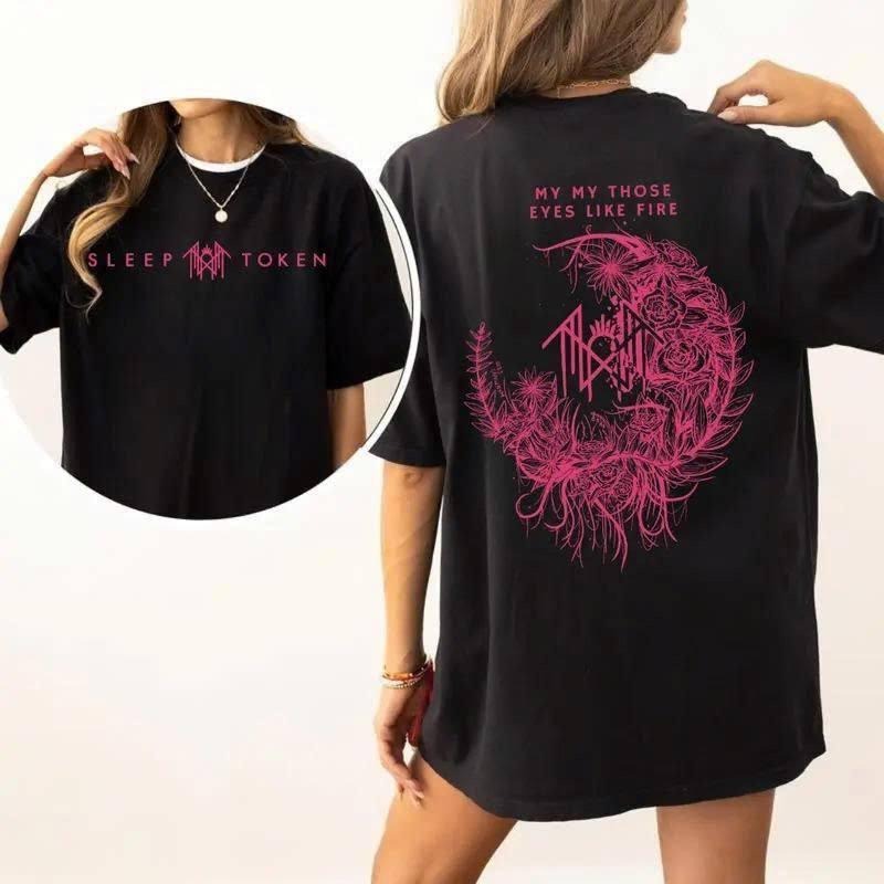 Sleep Token Band 2 Sides Tshirt, Oversized Graphic T-Shirt , My My Those Eyes Like Fire Shirt | Gothic Aesthetic...