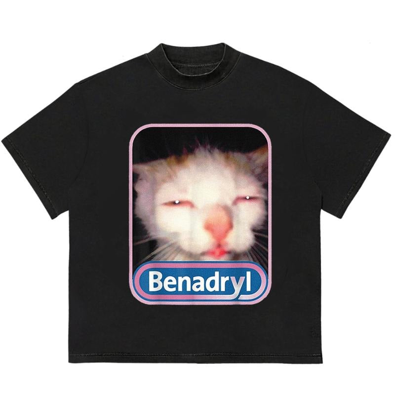 Sleepy Benadryl Catt T-Shirt Trendy Gift for Him Essential Trendy Fit Machine Washable Hoodie, Sweatshirt | HypeDripTees.com